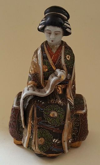 Japanese Satsuma Vintage Victorian Meiji Period Oriental Antique Woman Figurine
