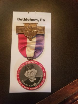 1939 Sons Of Union Civil War Veterans Gar Medal Ribbon Bethlehem Pa Com.  Horn