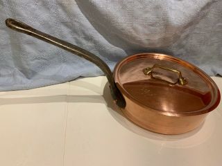 Vtg Mauviel 3 - 4mm Copper Sauce Pot Sauté Pan W/ Lid 11 - 1/4” Diameter 3 - 1/4” Tall