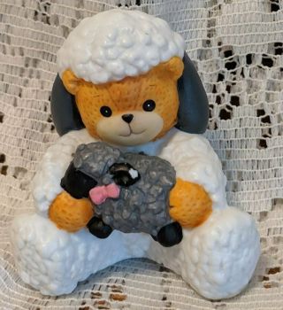 Lucy Rigg & Me Teddy Bear Dressed As Lamb Holding Black Sheep Porcelain Figurine