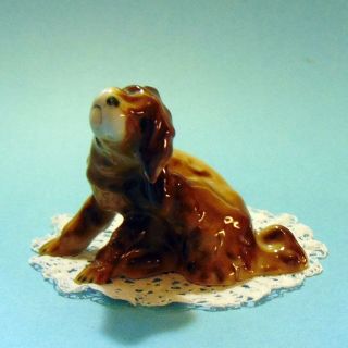 Vintage Hungarian Zsolnay Antique Porcelain Itchy Dog Spaniel Handpainted Marked