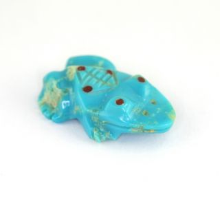 Vintage Zuni Carved Turquoise Spotted Frog Fetish Signed