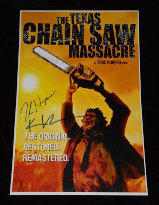 Tobe Hooper & Kim Henkel Signed 12x18 Texas Chainsaw Massacre Poster Very Rare 5
