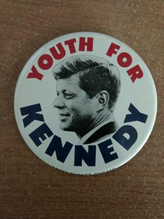 Vintage 1960 President John F.  Kennedy Campaign Pinback Button Youth For Kennedy