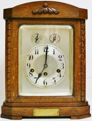 Antique Junghans 8 Day Carved Oak Musical Westminster Chime Bracket Clock
