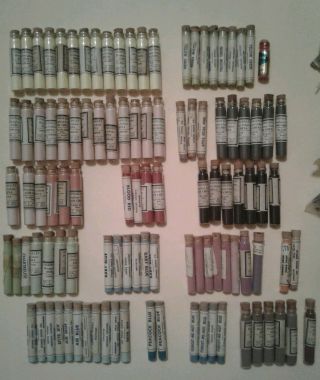 117 Full Vintage Porcelain China Powder Paints In Glass Vials -