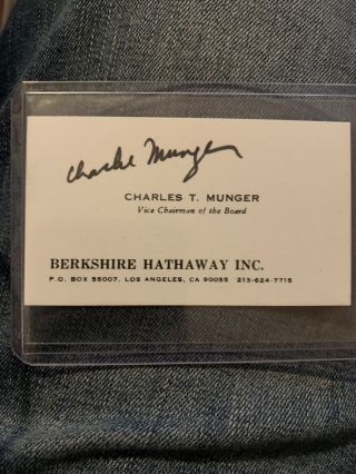 Charlie Munger Hand Signed Business Card.
