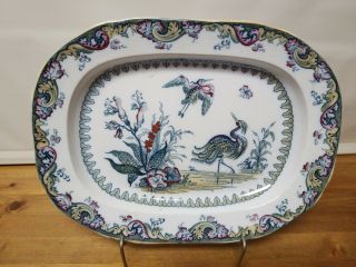 Rare 13 " Antique Davenport Stone China Persian Bird Serving Platter