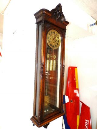1870 Extreme Rarely 3 Weight Grand Sonnerie Wall Clock With Decor