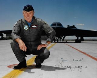 Autographed Chuck Yeager Signed Color 8x10 Photograph Jsa Cert F68343