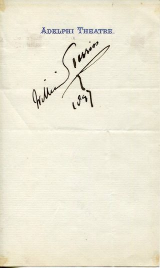 William Terriss Shakespearean Actor Robin Hood Rare Signed Autograph