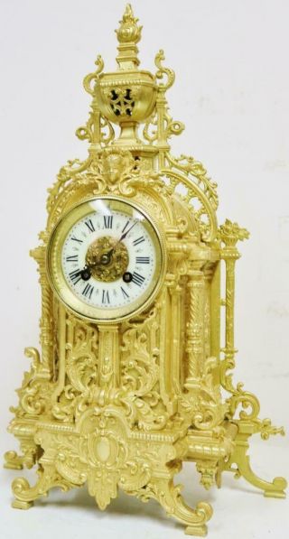 Impressive Antique French Ormolu Mantel Clock 8 Day Striking Pierced Bronze 1870 3