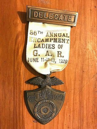 1929 Delegate Union Army 86th Civil War Camp Ladies G.  A.  R.  Eagle Medal Badge