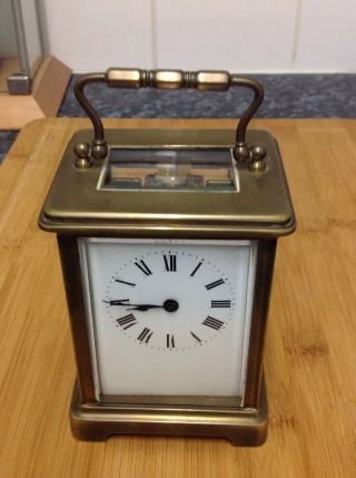Antique Vintage Brass Carriage Clock With Escapement Order With Key