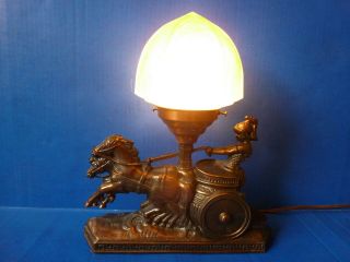 Art Deco Desk Lamp Roman Gladiator In Chariot