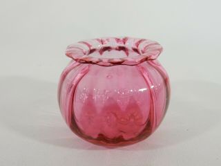 Antique Victorian Ruby Cranberry Glass Salt Cellar Dish Bowl Vase Candle Holder