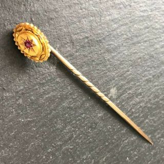 Vintage 15 Karat Gold Ruby Stick Pin Brooch