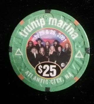 Trump Marina Casino Atlantic City Nj Lynyrd Skynyrd May 2001 $25.  Poker Chip