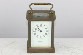 Antique English Harley & Co Piccadilly Brass Key Wind Carriage Clock -