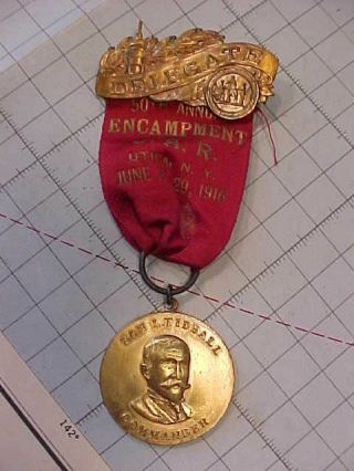 Civil War Gar Delegate Medal - Utica Ny Encampment 1916