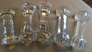 Vintage Victorian Cut Glass Crystal Abg Dumbbell Knife Rests Set Of 5
