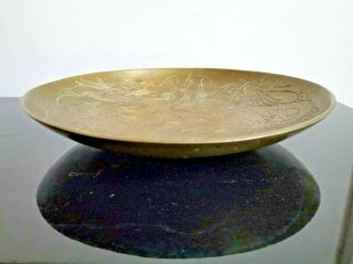 Vintage Chinese Double Dragon Bronze Bowl Platter Dish,  Made In China 2