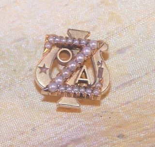 Vintage Zeta Psi Fraternity 10k Lg Gold Member Pin / Badge W/ Pearls,  1931 Old