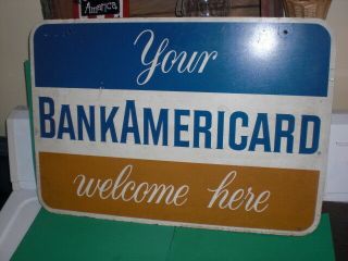 Vintage Bankamerica Double Sided Metal Sign 1959 - 1960