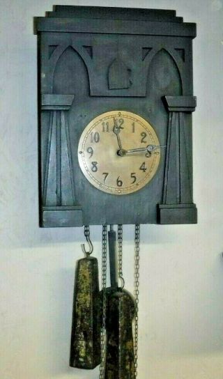 Antique American Cuckoo Clock Co Mission / Stickley Style 2 Weight Philadelphia