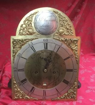 Antique Brass Dial Grandfather Longcase Clock Movement Jn Thomson Leslie