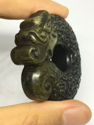 100 sacred Dragon Knight Amulet dragon hand - carved jade necklace pendant 3