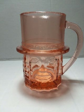 Vintage Mr Peanut Drinking Glass/mug Pink