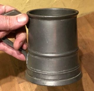 Antique English Pewter Pint Tankard Or Mug,  C.  19th Century