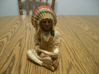 Universal Statuary Native American Indian Sioux Chief Peace Pipe Statue 1993