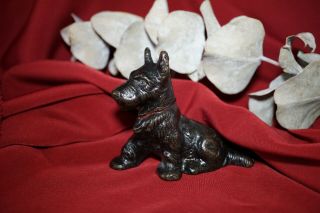 Vintage Hubley Cast Iron Metal Scotty Terrier Dog Figurine Paperweight 3 " T Hbt4