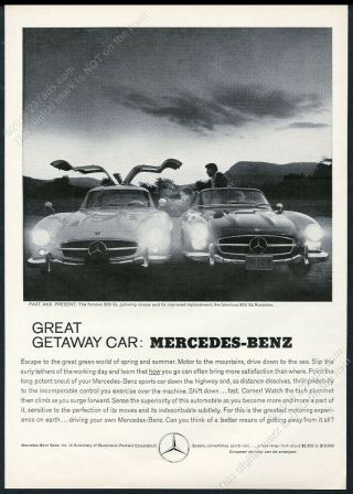 1960 Mercedes - Benz 300sl 300 Sl Gullwing & Roadster Car Photo Vintage Print Ad