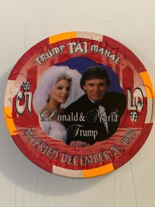 Trump Taj Mahal $5 Casino Chip Atlantic City Nj 3.  99