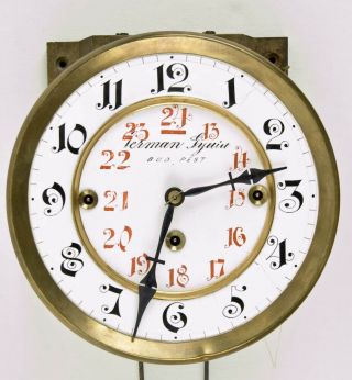 3 Weight Vienna Regulator Clock Movement & Dial @ 1890 Signed Budapest