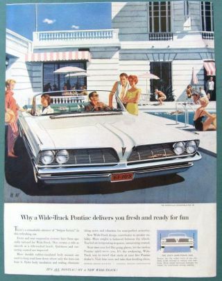 Orig 1961 Pontiac Bonneville Convertible Ad Delivers You Fresh & Ready For Fun
