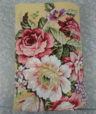 Ralph Lauren Sophie Brooke King Flat Sheet Yellow Floral Roses Made Usa Vintage