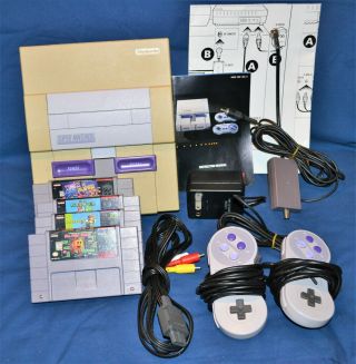 Vintage Nintendo Snes Console Video Game System And Games Complete