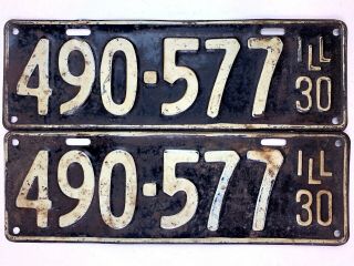 Illinois 1930 Pair License Plate Antique Car Set Model A Year Vtg Man Cave Gift