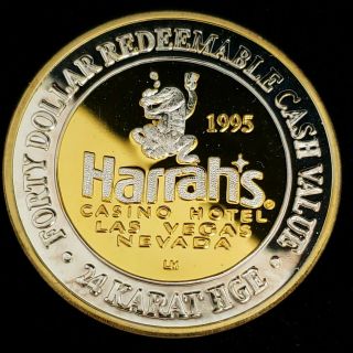 1995 LM Harrah ' s Casino Silver Strike $40 24kt HGE Bourbon Street Token ^HC9525 2