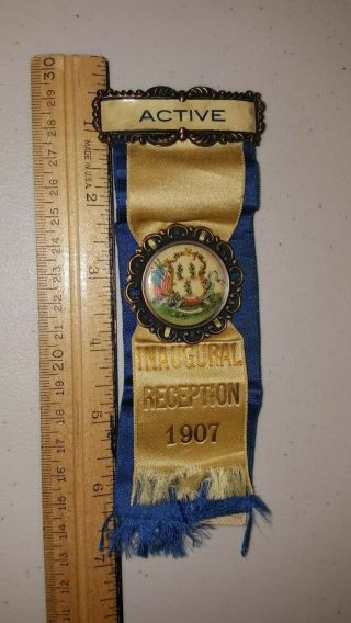 Vintage 1907 Inaugural Reception Ribbon Medal Connecticut Governors Foot Guard?