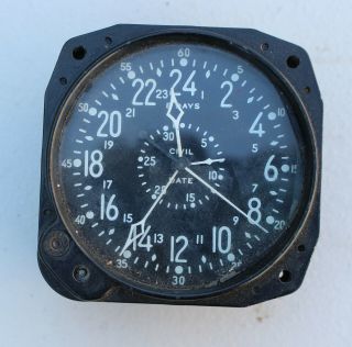 Vintage Waltham 8 - Day Us Military Aircraft Cockpit Clock Wwii Cdia Navy
