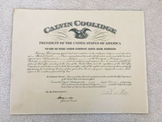 President Calvin Coolidge 100 Hand Signed Presidential Appointment - 02/6/1926