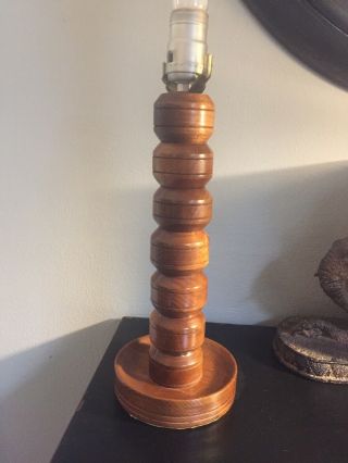Vintage Mid Century Modern Solid Wooden Danish Teak Lamp.  Very Well Cared For
