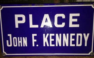 French Vintage Enamel Vintage Street Road Sign John F Kennedy