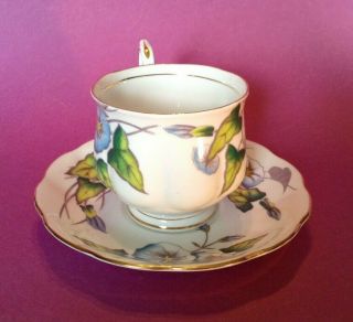 Royal Albert Teacup & Saucer - FOM Flower Of Month Blue Morning Glory - England 3