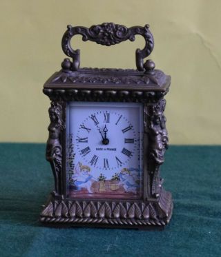 French Ornate Brass Cased Carriage Clock Fully With Key